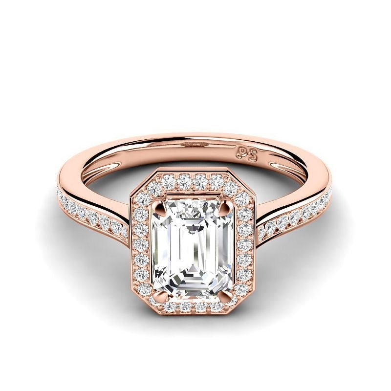 0.80-6.30 CT Emerald & Round Cut Diamonds - Halo Rings