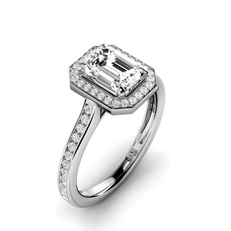 0.80-3.30 CT Round &amp; Emerald Cut Lab Grown Diamonds - Halo Ring - Primestyle.com