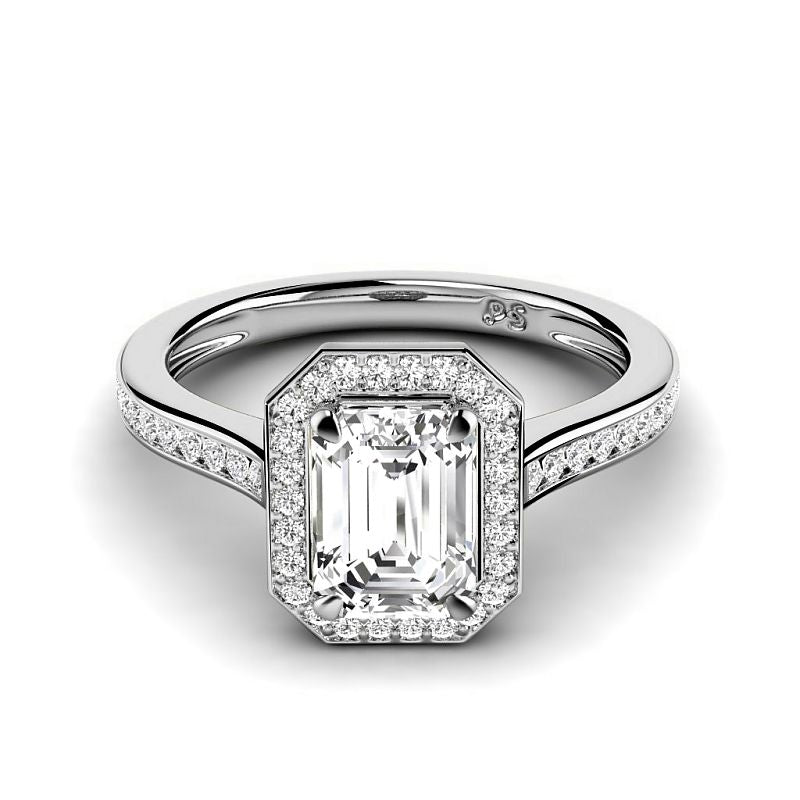 0.80-3.30 CT Round &amp; Emerald Cut Lab Grown Diamonds - Halo Ring - Primestyle.com