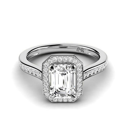 0.80-3.30 CT Round &amp; Emerald Cut Lab Grown Diamonds - Halo Ring - Primestyle.com