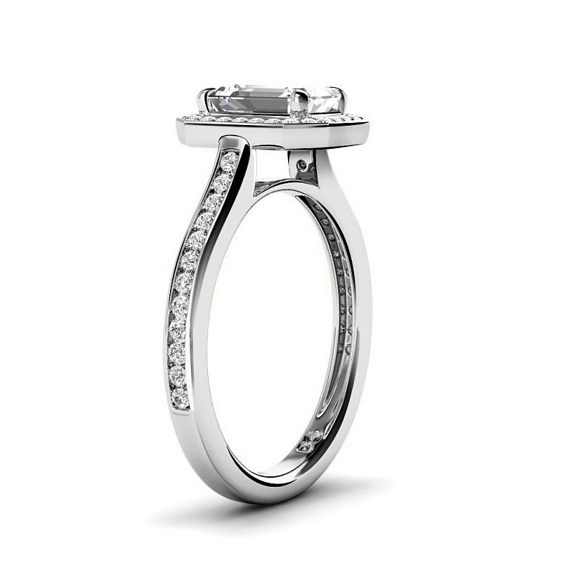 0.80-6.30 CT Emerald & Round Cut Diamonds - Halo Rings