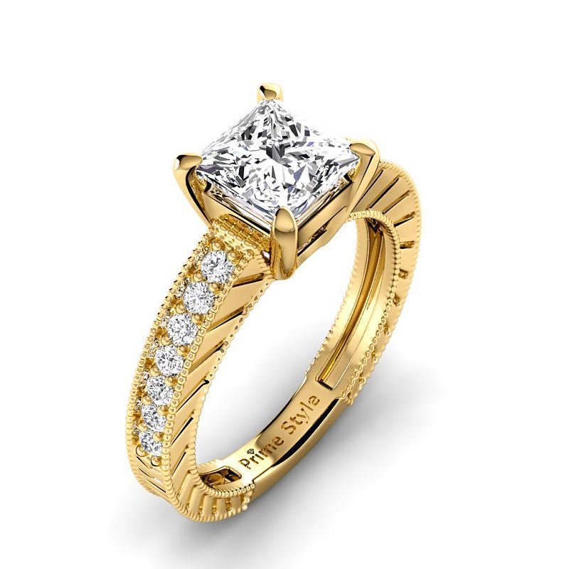 0.80-6.30 CT Princess & Round Cut Lab Grown Diamonds - Engagement Ring