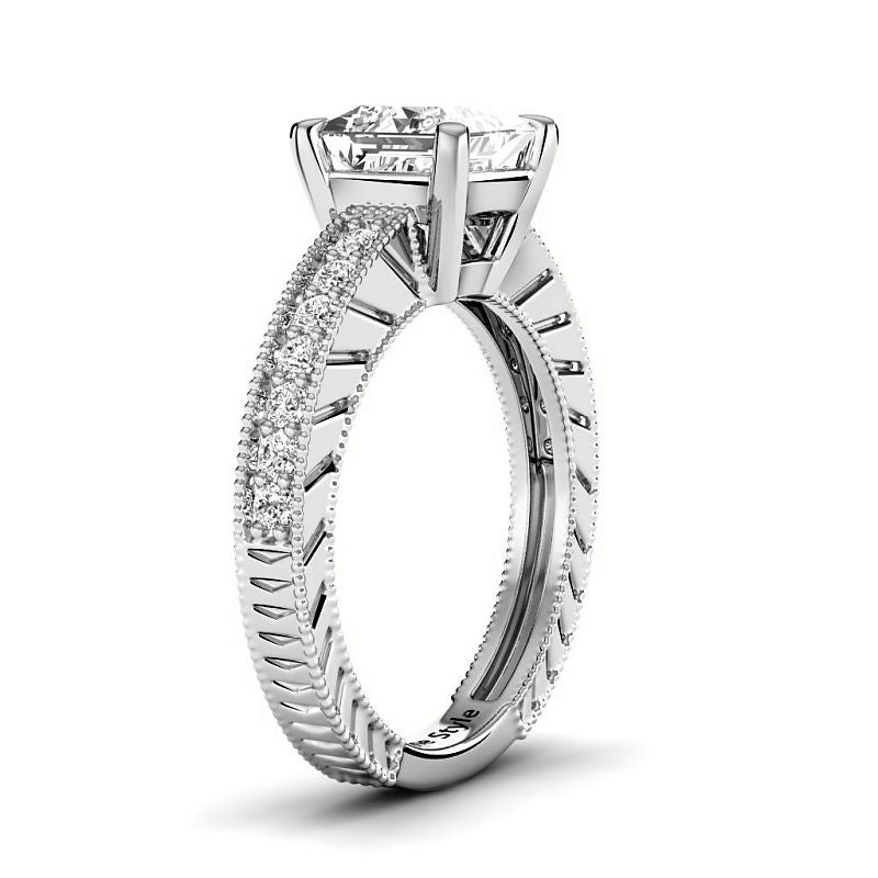 0.80-6.30 CT Princess & Round Cut Lab Grown Diamonds - Engagement Ring