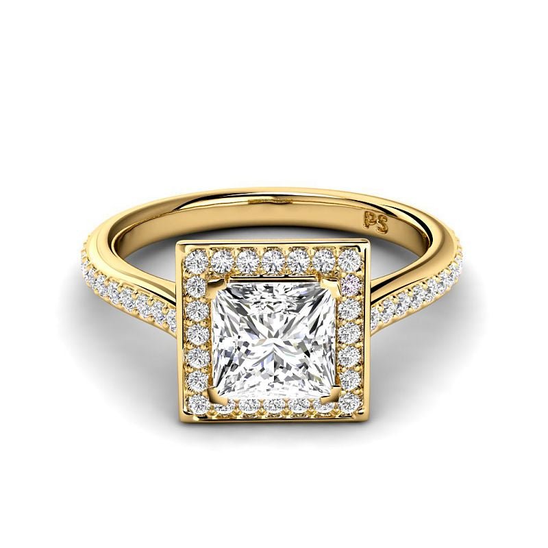 0.80-3.30 CT Round &amp; Princess Cut Lab Grown Diamonds - Halo Ring - Primestyle.com