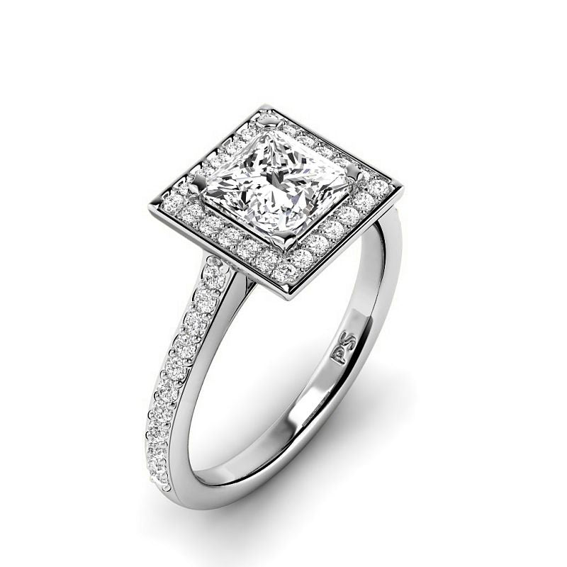 0.80-6.30 CT Princess & Round Cut Diamonds - Halo Rings