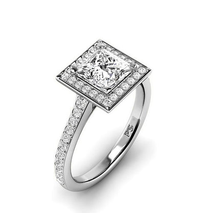 0.80-3.30 CT Round &amp; Princess Cut Lab Grown Diamonds - Halo Ring - Primestyle.com