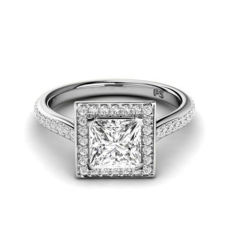 0.80-6.30 CT Princess & Round Cut Diamonds - Halo Rings