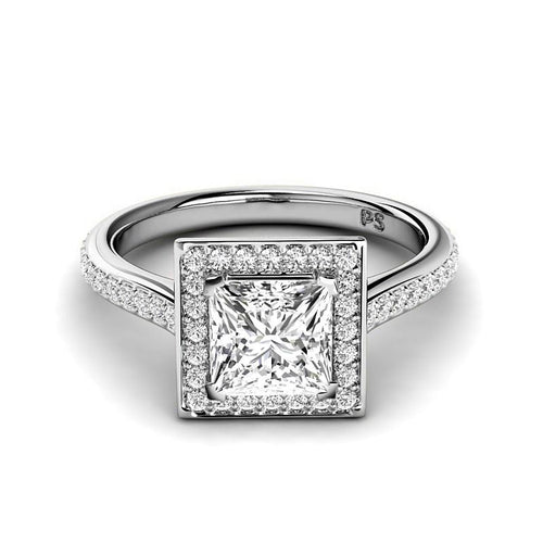 0.80-3.30 CT Round & Princess Cut Lab Grown Diamonds - Halo Ring - Primestyle.com