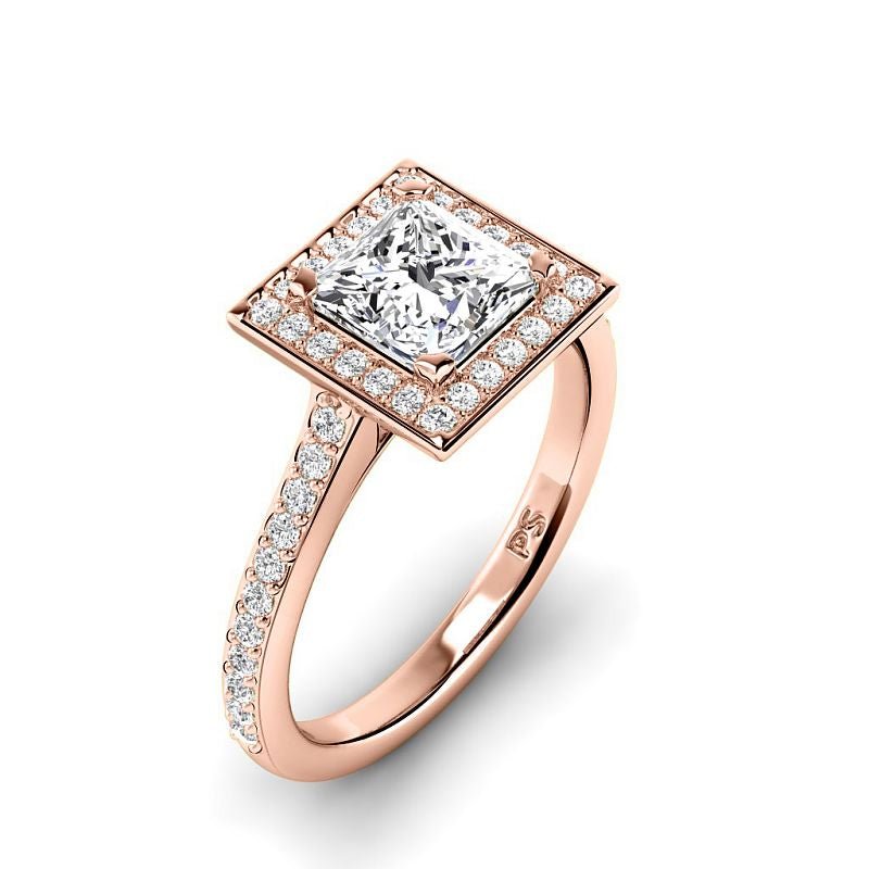 0.80-3.30 CT Round & Princess Cut Lab Grown Diamonds - Halo Ring - Primestyle.com