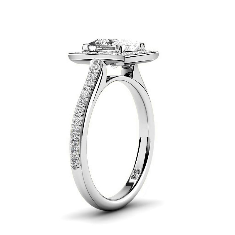 0.80-3.30 CT Round & Princess Cut Lab Grown Diamonds - Halo Ring - Primestyle.com