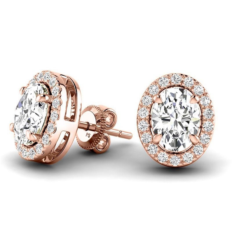 0.80-5.20 CT Round & Oval Cut Lab Grown Diamonds - Stud Earrings - Primestyle.com