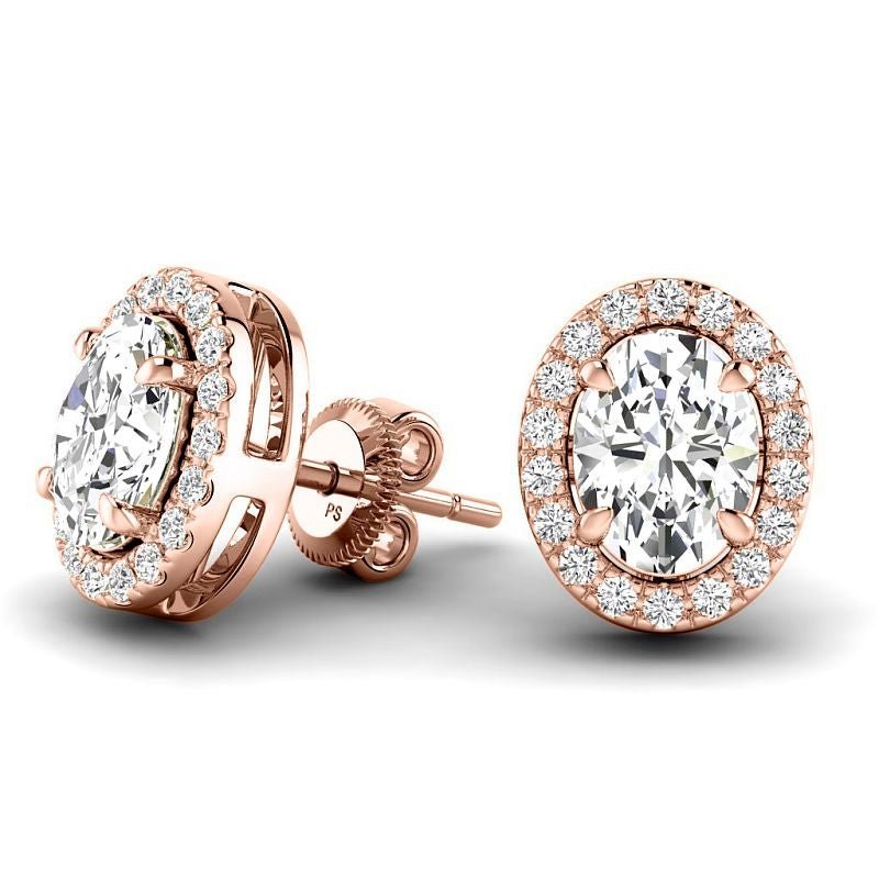 0.80 - 5.20 CT Round & Oval Cut Lab Grown Diamonds - Stud Earrings - Primestyle.com