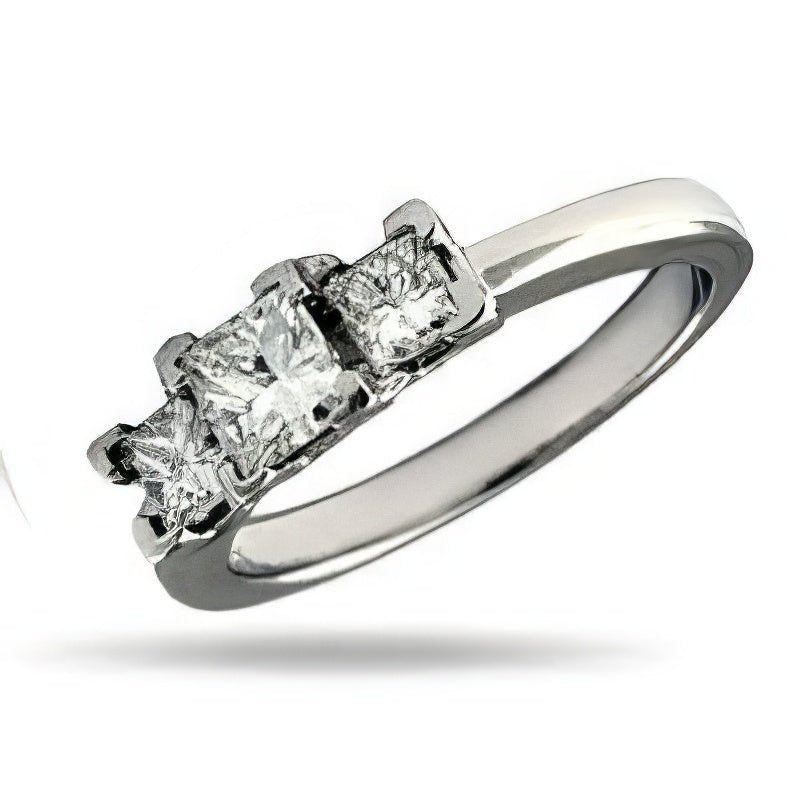 0.80 CT Princess Cut Diamonds - Three Stone Ring