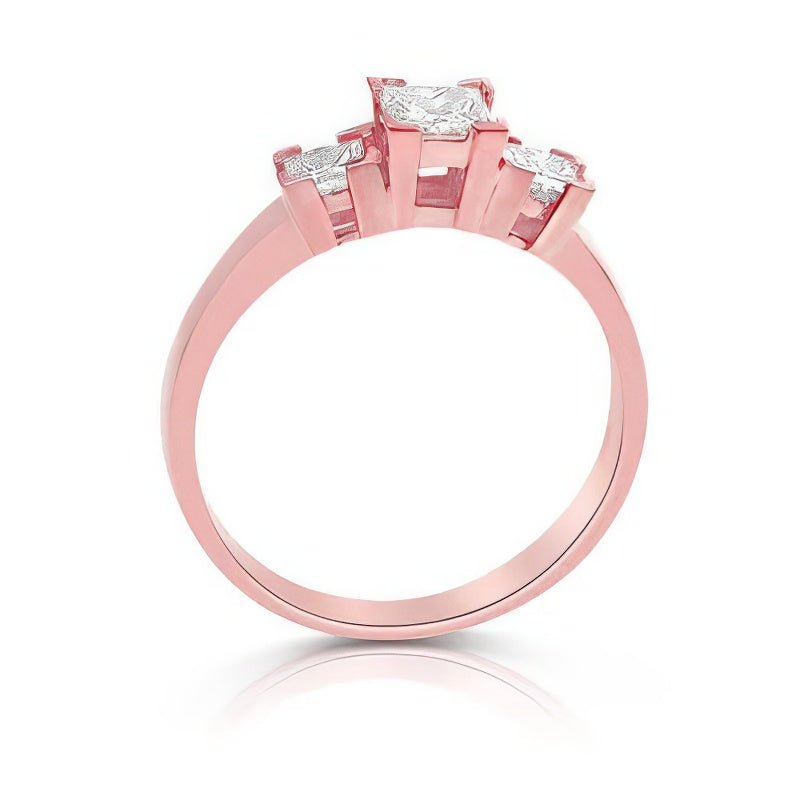 0.80 CT Princess Cut Diamonds - Three Stone Ring