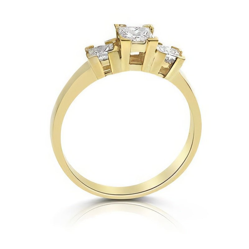 0.80 CT Princess Cut Natural Diamonds - Three Stone Rings