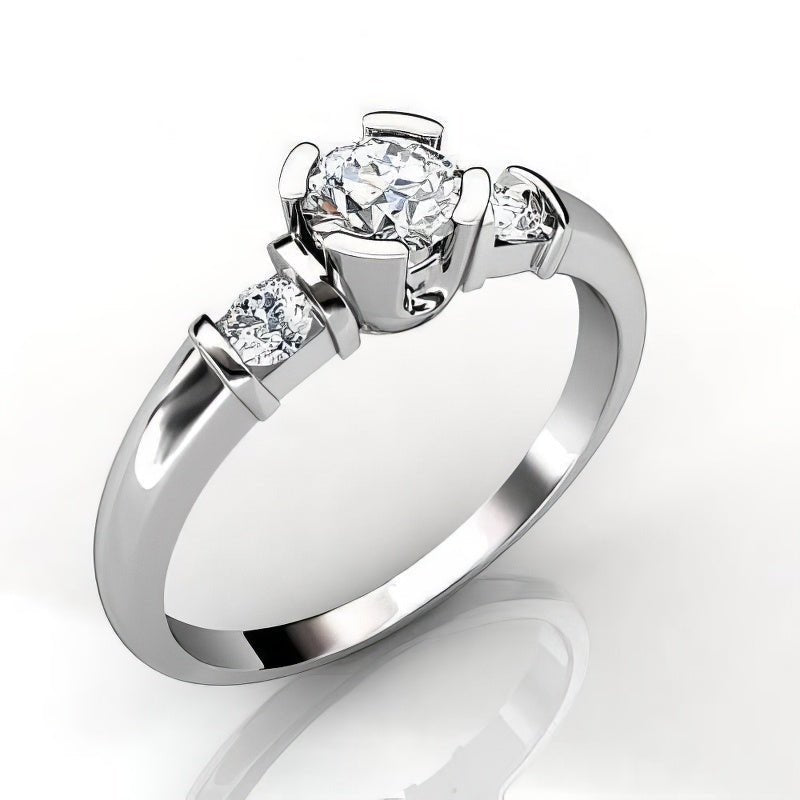 0.80 CT Round Cut Natural Diamonds - Three Stone Rings