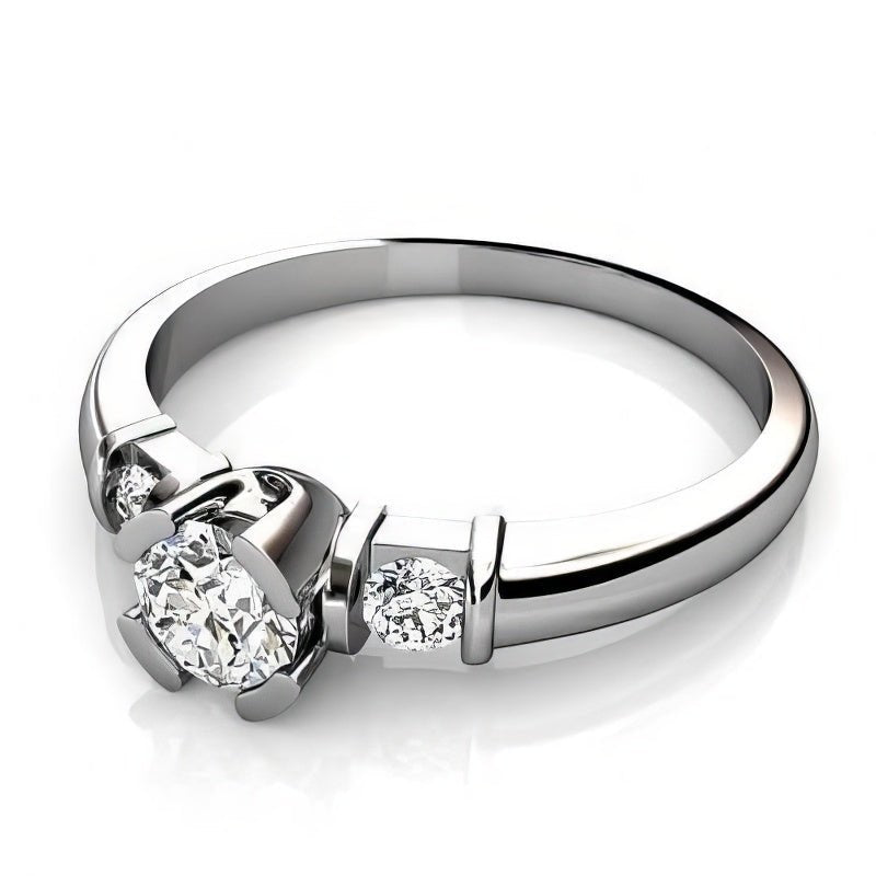 0.80 CT Round Cut Natural Diamonds - Three Stone Rings