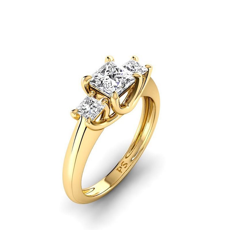 0.85-3.35 CT Princess Cut Lab Grown Diamonds - Three Stone Ring