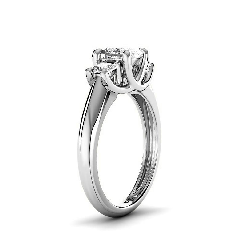 0.85 - 3.35 CT Princess Cut Lab Grown Diamonds - Three Stone Ring - Primestyle.com