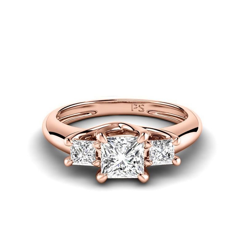 0.85-3.35 CT Princess Cut Lab Grown Diamonds - Three Stone Ring