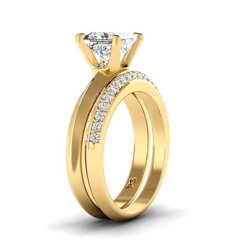 0.85 - 6.35 CT Princess & Round Cut Diamonds - Bridal Set - Primestyle.com