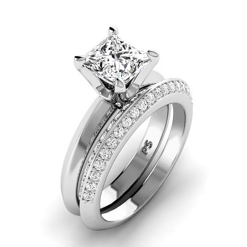 0.85-6.35 CT Princess & Round Cut Diamonds - Bridal Set