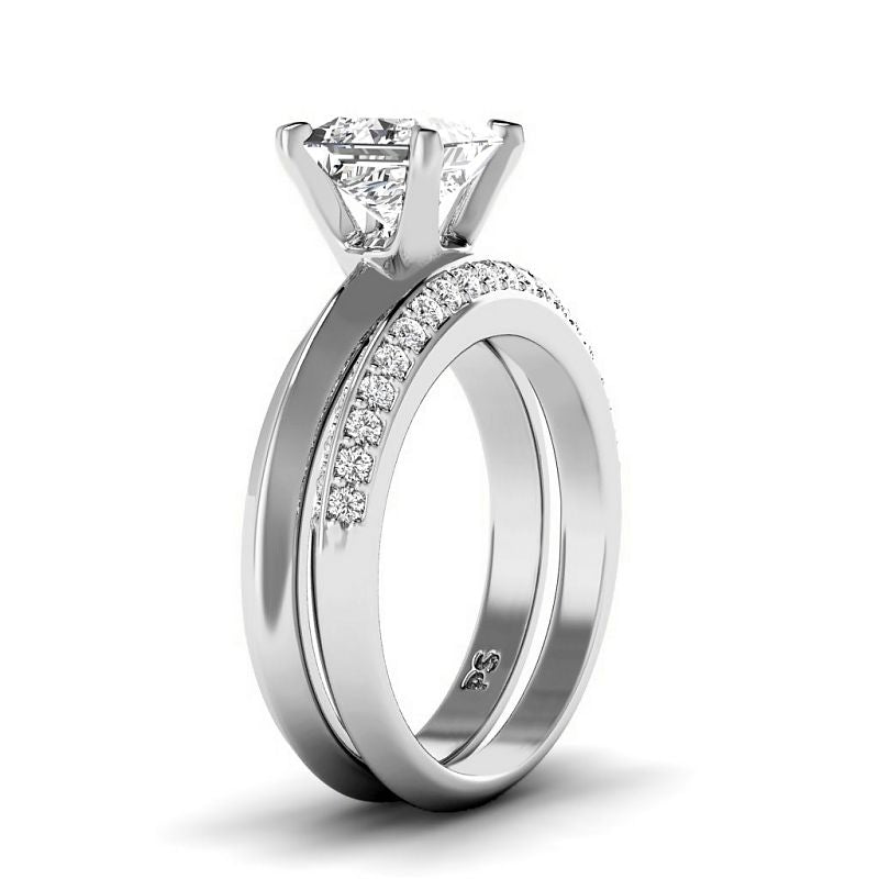 0.85-6.35 CT Princess & Round Cut Diamonds - Bridal Set