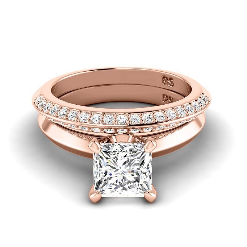 0.85-6.35 CT Princess & Round Cut Diamonds - Bridal Set