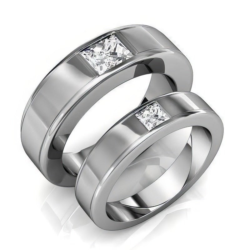 0.85 CT Princess Cut Diamonds - Wedding Set - Primestyle.com