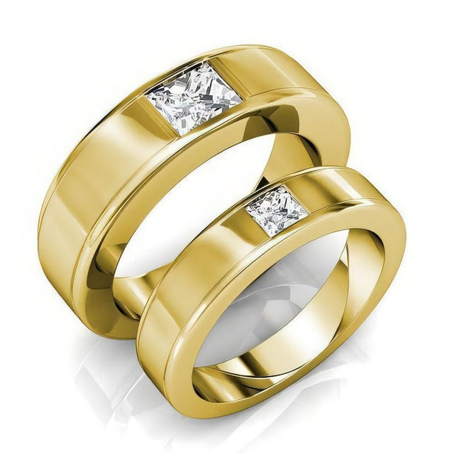 0.85 CT Princess Cut Natural Diamonds - Wedding Sets