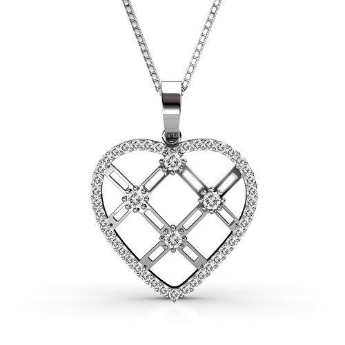 0.85 CT Round Cut Diamonds - Heart Pendant - Primestyle.com