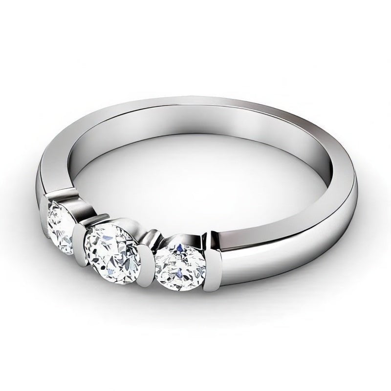 0.85 CT Round Cut Natural Diamonds - Three Stone Rings