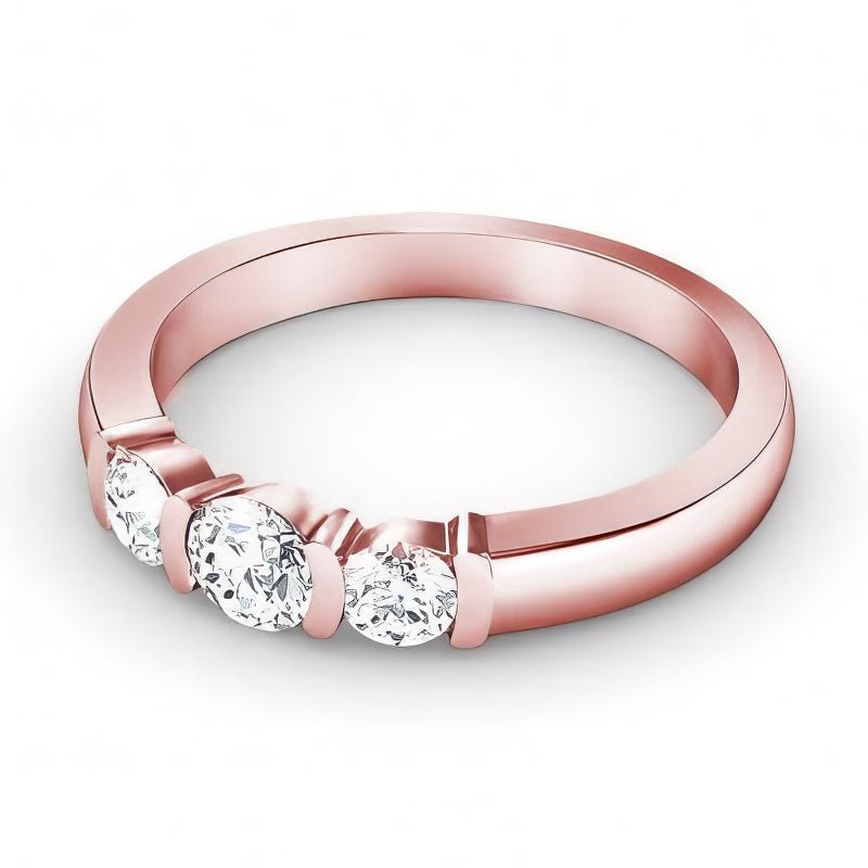 0.85 CT Round Cut Natural Diamonds - Three Stone Rings