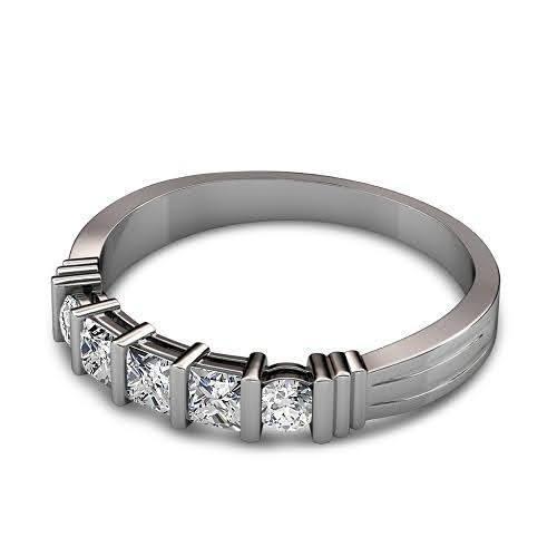 0.85 CT Round & Princess Cut Diamonds - Wedding Band