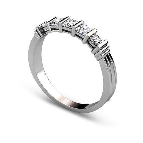 0.85 CT Round & Princess Cut Diamonds - Wedding Band