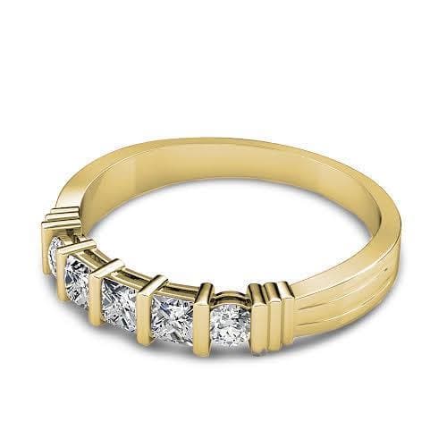 0.85 CT Round & Princess Cut Diamonds - Wedding Band