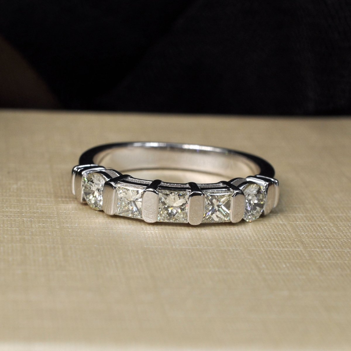 0.85 CT Round & Princess Cut Diamonds - Wedding Band