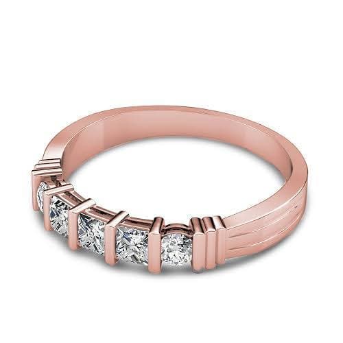 0.85 CT Round &amp; Princess Cut Diamonds - Wedding Band - Primestyle.com