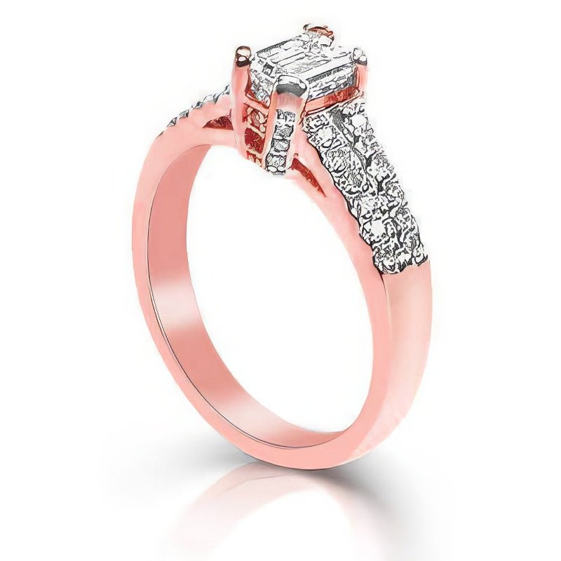 0.90 - 2.05 CT Emerald & Round Cut Natural Diamonds - Engagement Ring - Primestyle.com