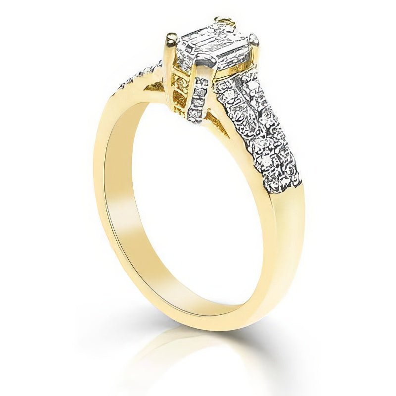 0.90-2.05 CT Round & Emerald Cut Diamonds - Engagement Ring - Primestyle.com
