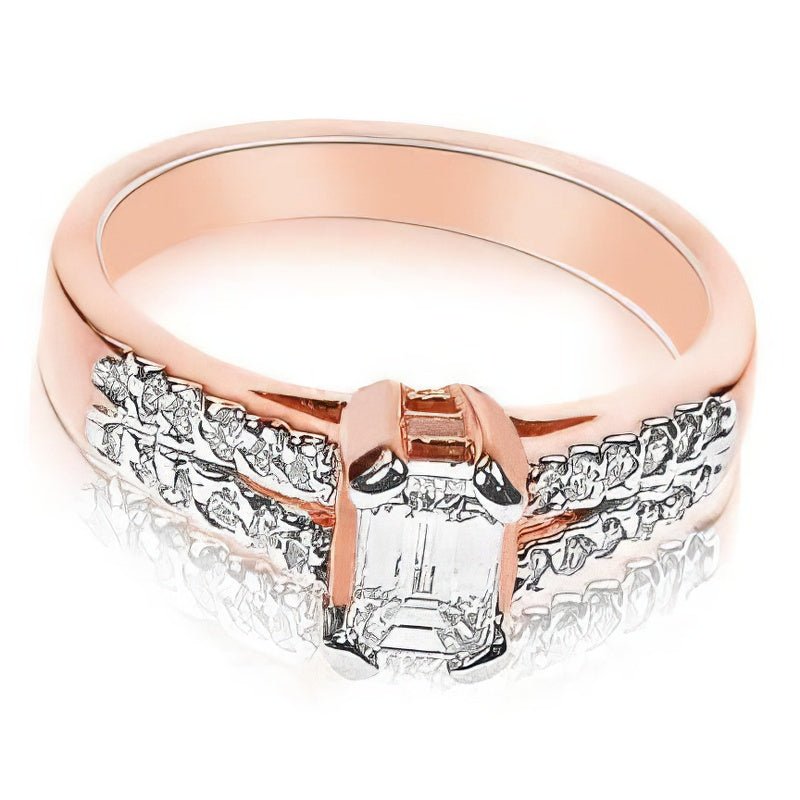 0.90 - 2.05 CT Emerald & Round Cut Natural Diamonds - Engagement Ring - Primestyle.com