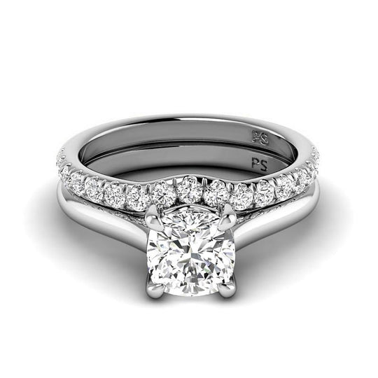 0.90-3.40 CT Round & Cushion Cut Lab Grown Diamonds - Bridal Set