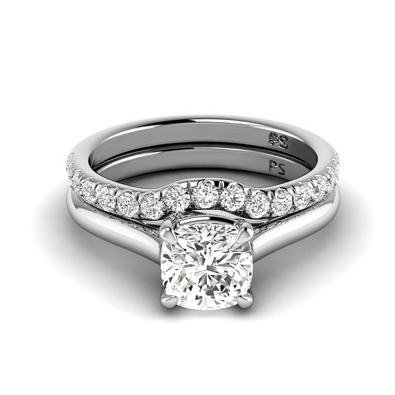 0.90-3.40 CT Round & Cushion Cut Lab Grown Diamonds - Bridal Set - Primestyle.com