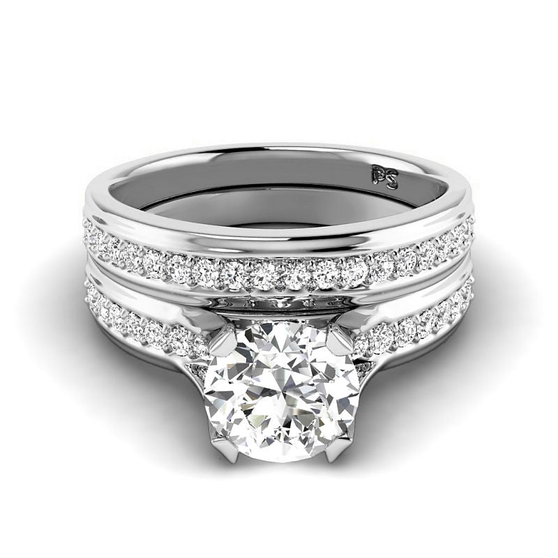 0.90-3.40 CT Round Cut Lab Grown Diamonds - Bridal Set - Primestyle.com