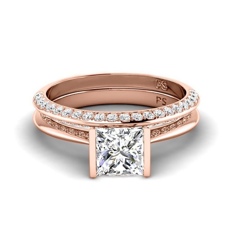 0.90-3.40 CT Round & Princess Cut Lab Grown Diamonds - Bridal Set - Primestyle.com