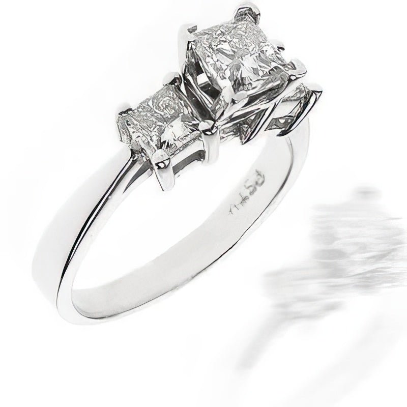 0.90 CT Princess Cut Natural Diamonds - Three Stone Rings - Primestyle.com
