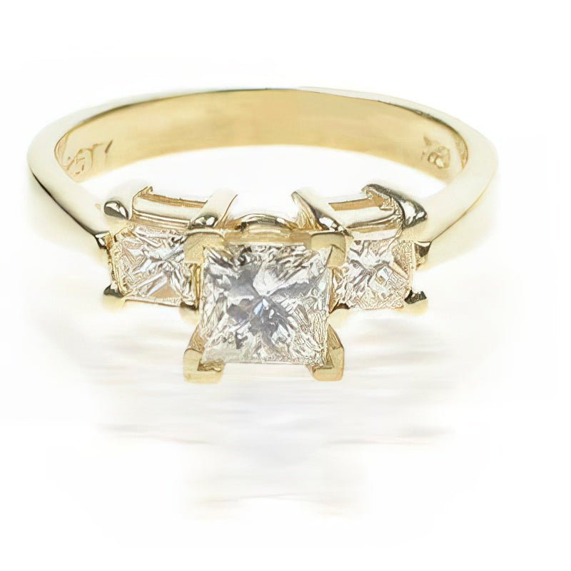 0.90 CT Princess Cut Natural Diamonds - Three Stone Rings - Primestyle.com