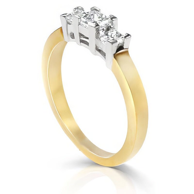 0.90 CT Princess Cut Natural Diamonds - Three Stone Rings