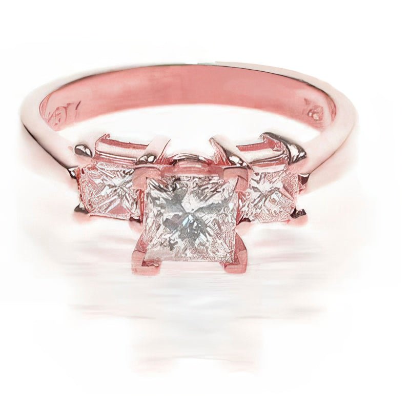 0.90 CT Princess Cut Diamonds - Three Stone Ring - Primestyle.com