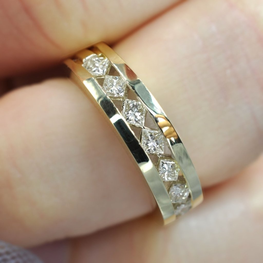0.90 CT Princess Cut Natural Diamonds - Wedding Band